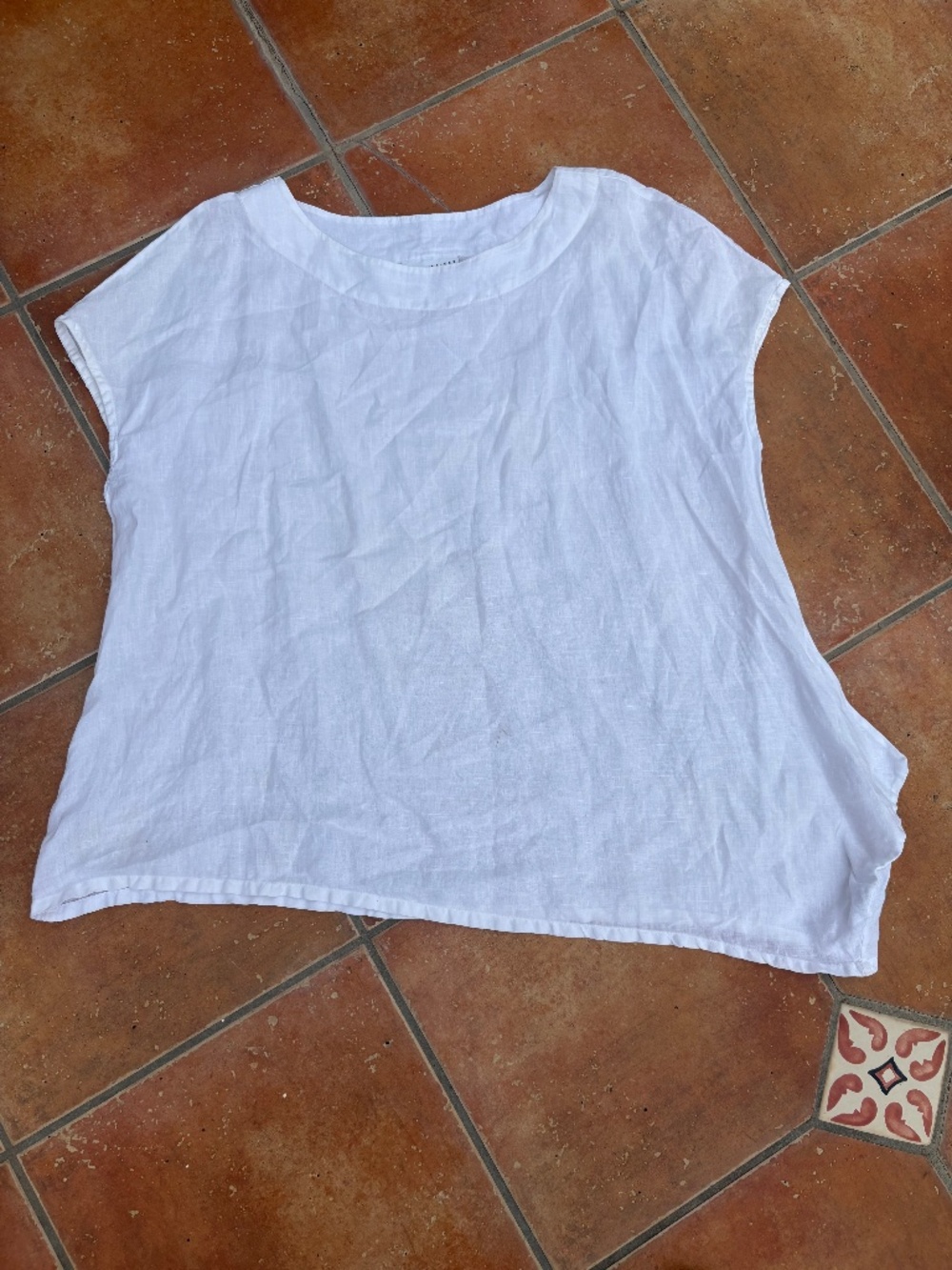 Bryn Walker Ivy Asymmetric 100% Linen Top White Size XL